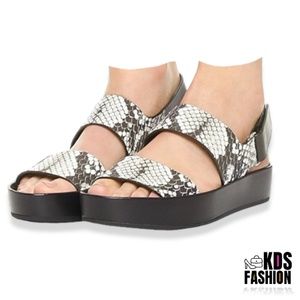 VINCE "Marett" Snake-Embossed Platform Sandals SZ 8